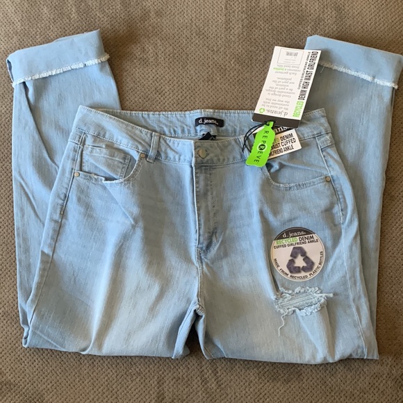 d.jeans Recycled Denim High Waist Cuffed Girlfriend Ankle Size 16 NWT - Picture 3 of 14